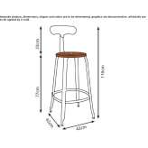 High stool made of metal and wood with backrest Soddi