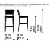 High, fabric stool with backrest Imer