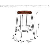 High stool in metal and wood with footrest Soddi