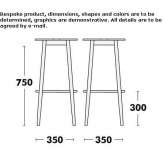 High, upholstered, wooden stool with footrest Rapallo