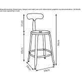 High metal stool with backrest Sadu