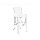 High, fabric stool with backrest Buxted