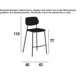 Fabric stool with integrated cushion and backrest Vracar