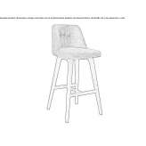 High fabric stool with footrest Avegno