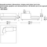 Sofa materiałowa segmentowa z szezlongiem Freuchie