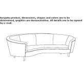 Curved 3-seater fabric sofa Bayshore