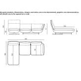 Sofa materiałowa segmentowa z szezlongiem Hrebinka