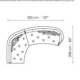 Segmentowa zakrzywiona sofa z tkaniny Koknese