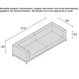 Sofa materiałowa 3-osobowa Pitaru