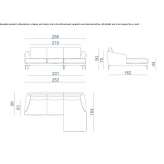 Sofa materiałowa 3-osobowa z szezlongiem Oquawka