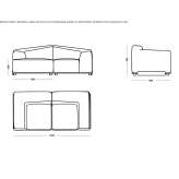 Segmentowa modułowa 2-osobowa sofa materiałowa Karabuek