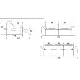 Sofa materiałowa 3-osobowa z zagłówkiem Baulon