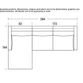 Sofa materiałowa segmentowa 3-osobowa z szezlongiem Baulon