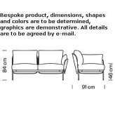 Modułowa 2-osobowa sofa materiałowa Tonya