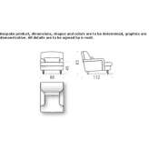 Fabric armchair with removable cover and armrests Chale