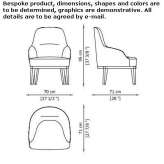 Upholstered nabuk armchair in a modern style with armrests and headrest Mirabel