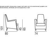 Leather armchair with high backrest and removable cover Malyn