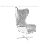 Armchair upholstered in fabric with a metal base with 4 arms Basecles