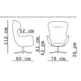 Wing fabric swivel armchair with armrests Galar