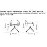 Obrotowe krzesło materiałowe z podłokietnikami Heer