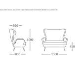 Mała sofa materiałowa z wysokim oparciem Lonigo