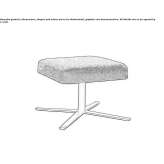 Fabric footstool with 4-arm metal base Basecles