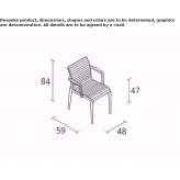 Aluminum and wood chair with armrests Mougon