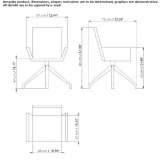 Obrotowe krzesło materiałowe z 4-ramienną podstawą z podłokietnikami Ruislip