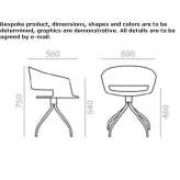 Oak chair with open backrest and 4-star base Servia