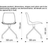 Upholstered Trevira® CS trestle chair on wheels Plato