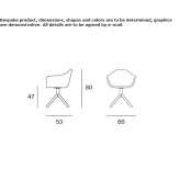 Obrotowe krzesło materiałowe z podłokietnikami Negrelos