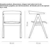 Leather chair with open backrest and armrests, upholstered Keyport