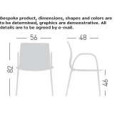 Technopolymer chair with armrests, stackable Gigant