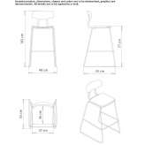 High stool with polypropylene base and footrest Limerle