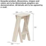 High stool made of solid wood, with footrest, stackable Zafra