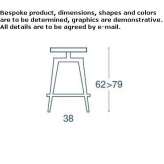 Solid wood stool with height adjustment Bantry