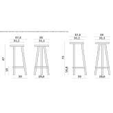 High stool in steel and wood with footrest Izernore