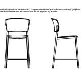 High polypropylene stool with backrest Tibu