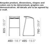 Steel stool on a sled base with a footrest Basaid