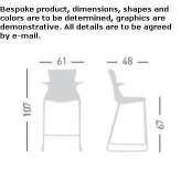 Technopolymer stool with sled base and footrest Tarsia