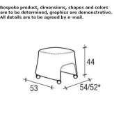 Low stool on wheels Lurano