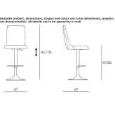 Stool with gas lift and footrest Kale