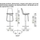 Leather stool with height adjustment and 4-star base Munxar