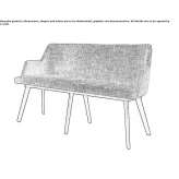 Bench with backrest upholstered in fabric Avegno
