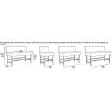 High fabric bench with fire-resistant padding and backrest Barroman