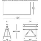 Wood and glass table with height adjustment Paquier