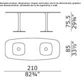 Rectangular table with two bases Erve