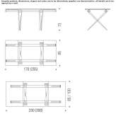 Extendable rectangular table made of crystal and steel Picui