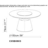 Round table with Lazy Susan marble and EC leather base Corlette