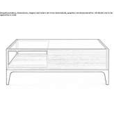 Square wood and glass coffee table with integrated magazine rack Tornado